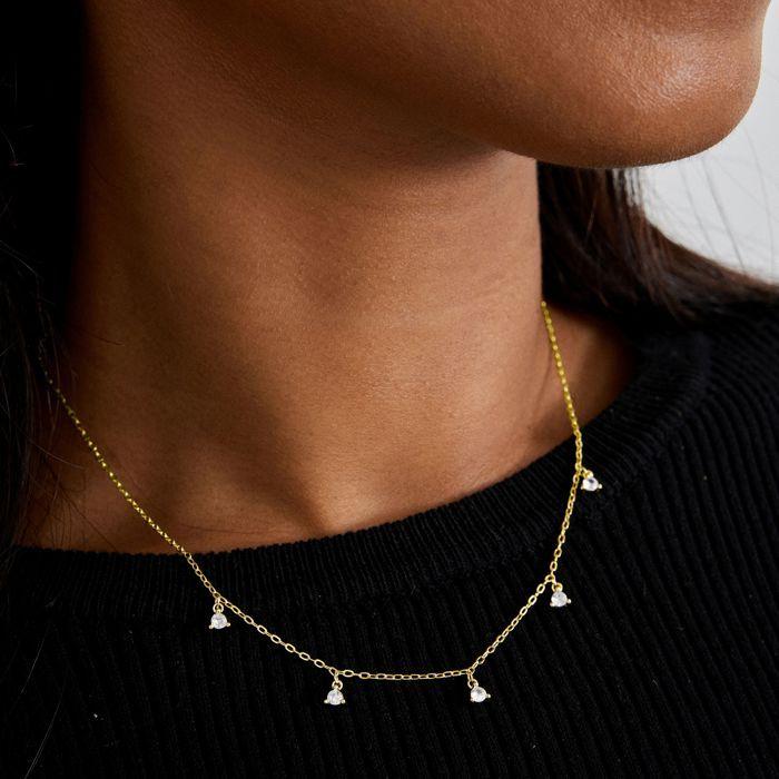 Collier - LUXENTER - Kisain - Or jaune 18 carats - Zircone cubique - 42 cm + 3 cm rallonge