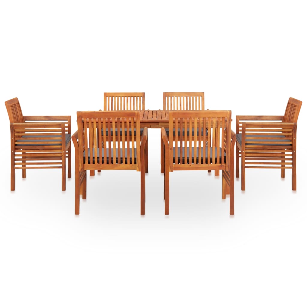 7 Piece Garden Dining Set with Cushions Solid Acacia Wood
