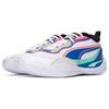 PUMA Men's White Blue Playmaker Pro Low Top Basketball Shoes 377572-18