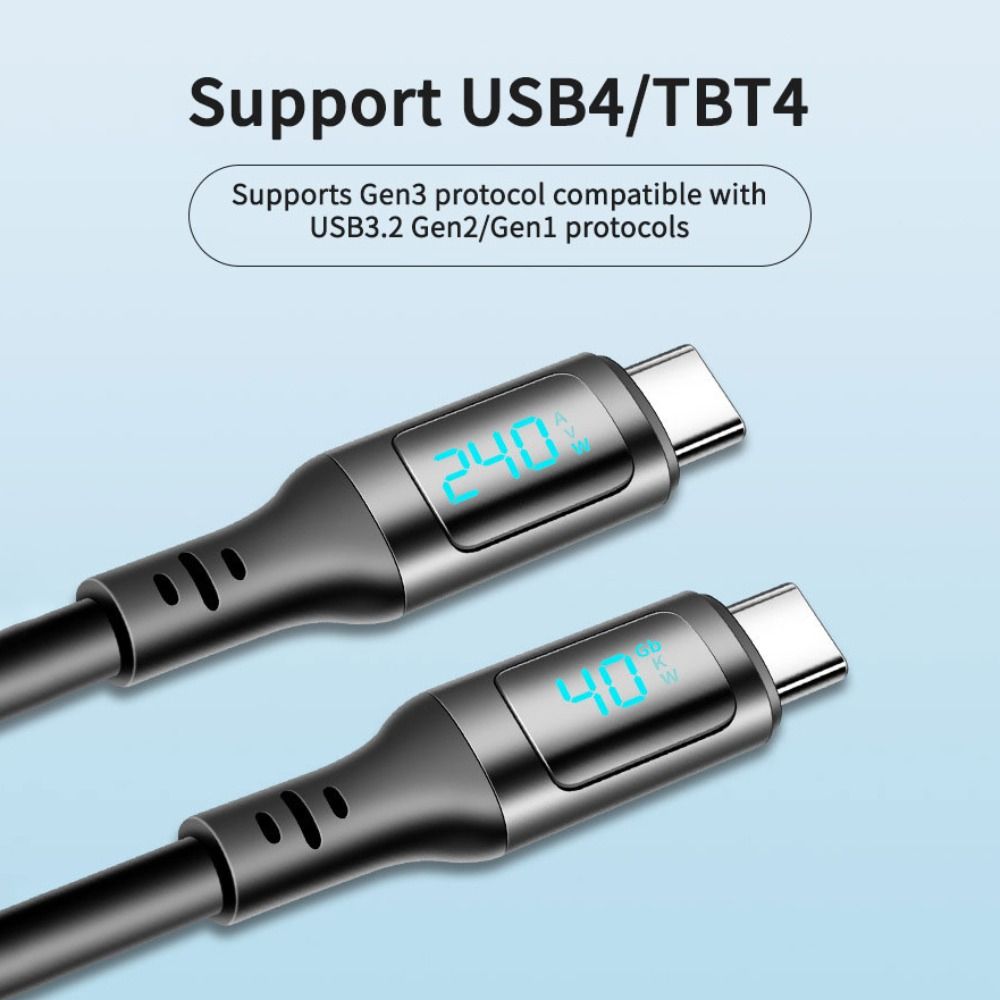 40Gbps Power Meter Digital Display Type-C Line Fashion USB-C Charging Cable  Laptop