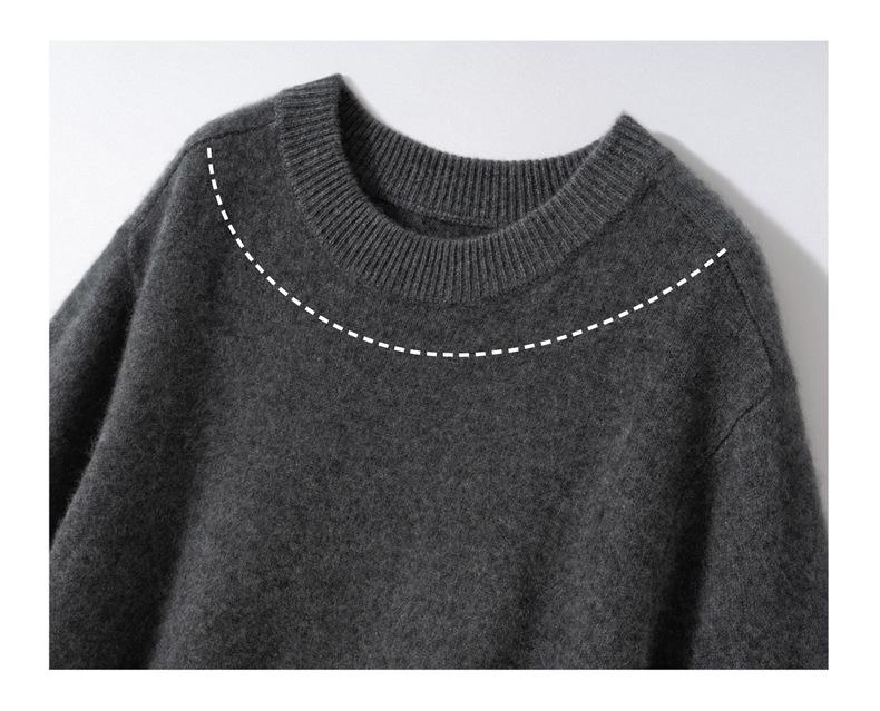 Women's Mid-Length Cashmere Knit Pullover - Five-Point Sleeves, Round Neck, Elegant Simplicity