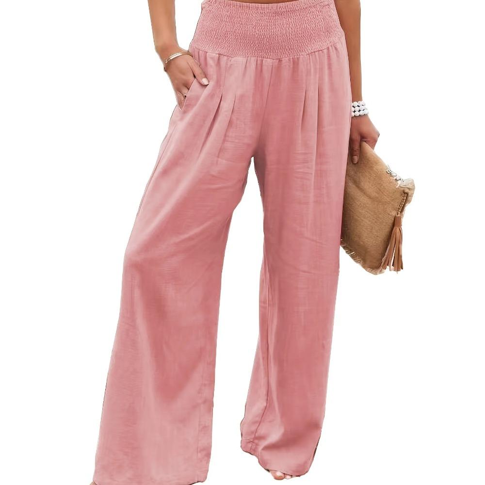 Pantaloni Casual da Donna con Coulisse, Vita Media, Gamba Larga da Spiaggia, Primavera ed Estate, Pantaloni Europei e Americani