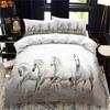 White Horse Bedding Set Boys Girls Twin Queen Size Duvet Cover Pillowcase Bed Kids Adult Fashion Home Textileextile