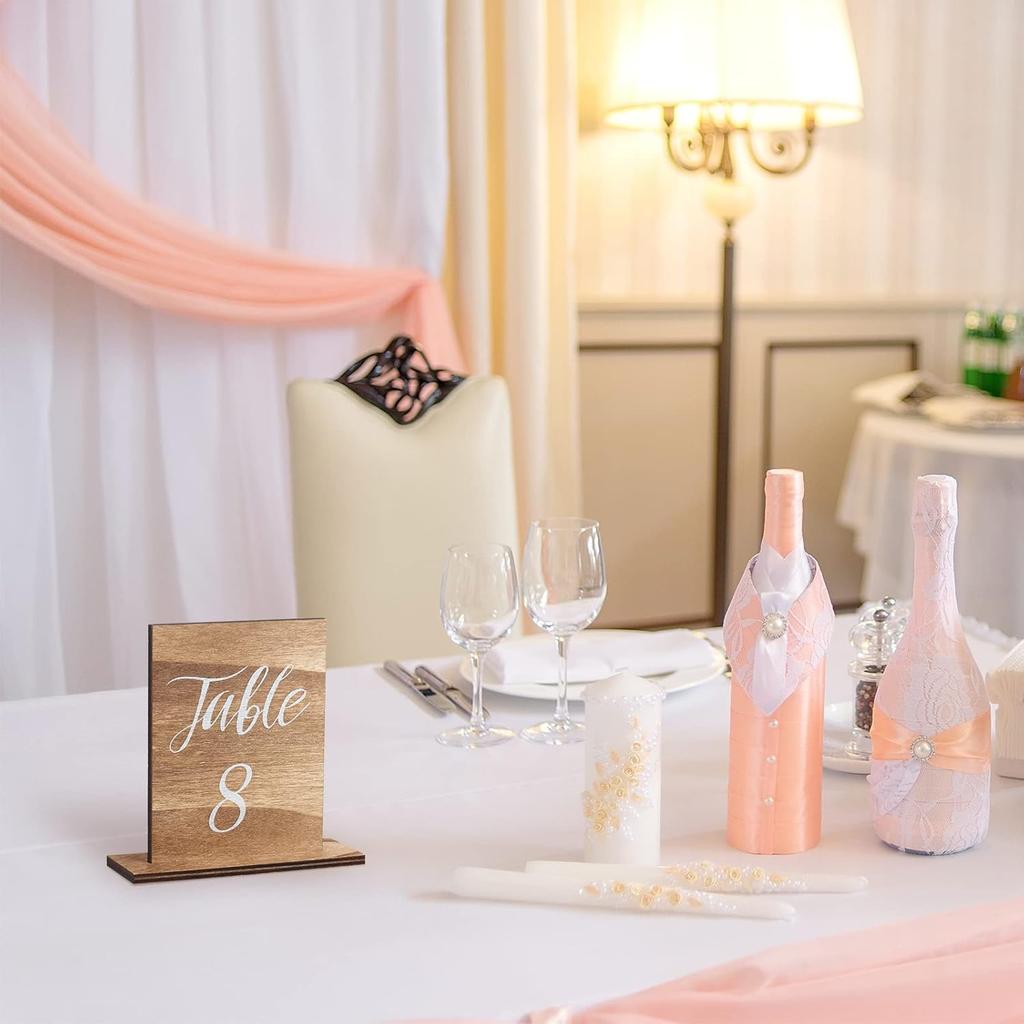 Chunful 20 Pcs Wedding Wooden Table Numbers with Wooden Base Rustic Wedding Centerpieces for Tables Number Sign for Banquet Restaurant Party