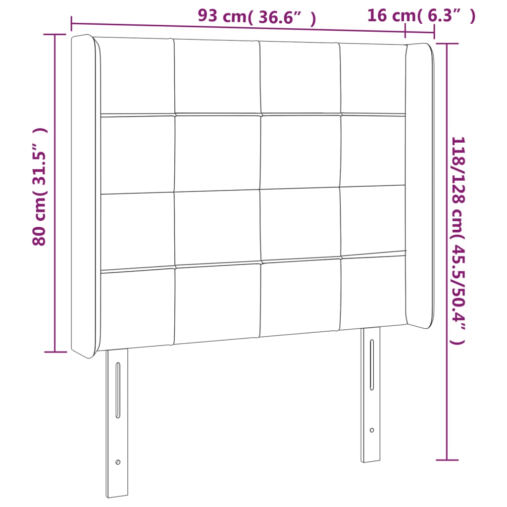 Vidaxl Zagłówek Do Łóżka Z Led, Kremowy, 93X16X118/128 Cm, Tkanina