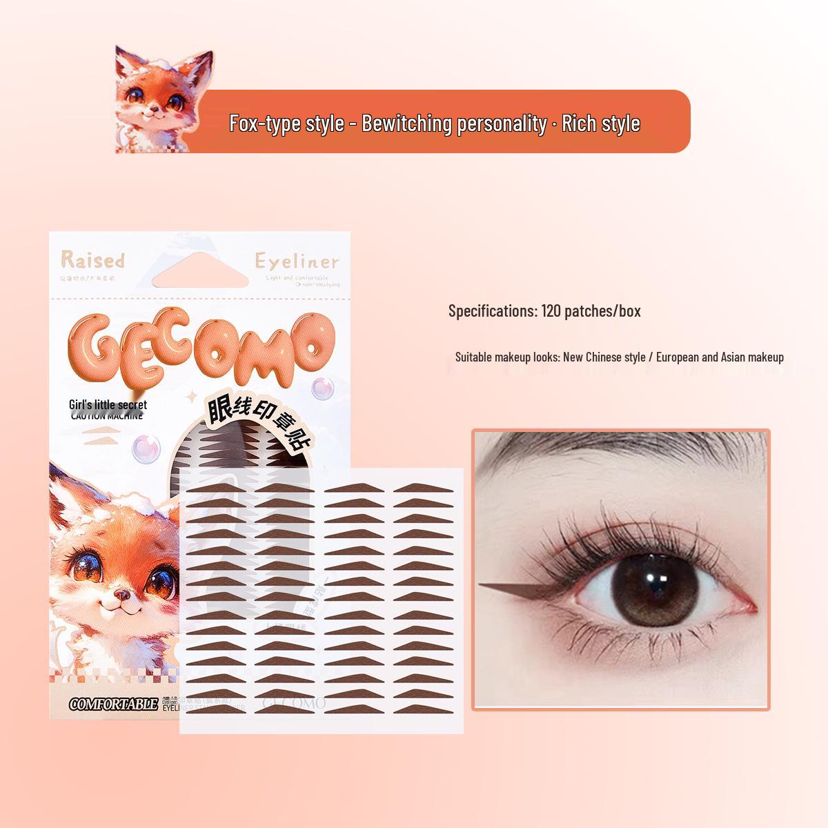 GECOMO One-Press Waterproof Eyeliner Stamp Stickers for Puffy Eyelids