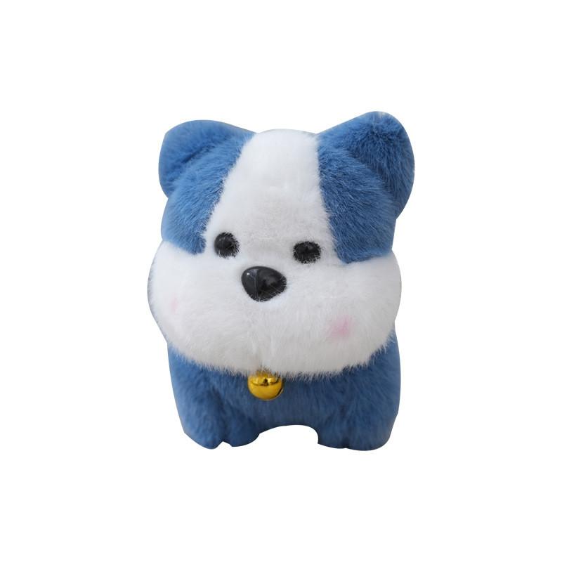 Adorable Plush Dog Keychain Pendant Soft Stuffed Toy Cute Blue And Brown Designs