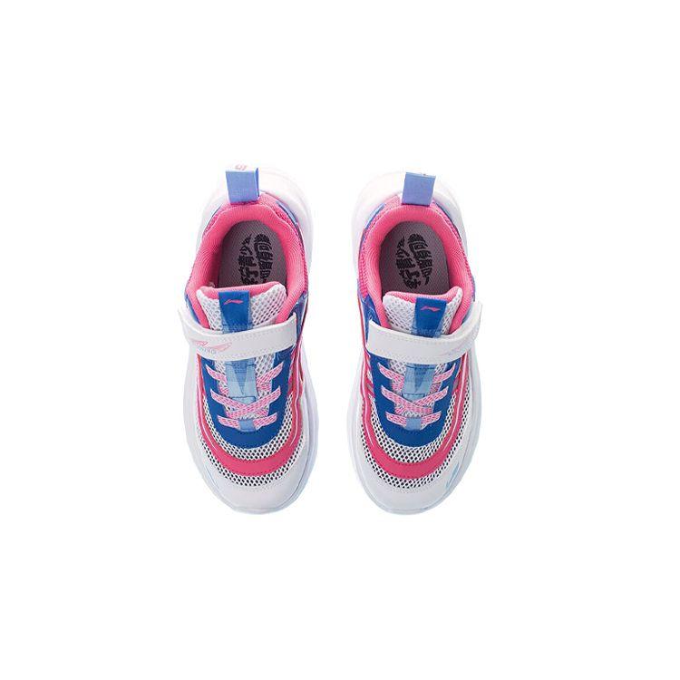 Li Ning Big Shark Reflective Low Top Kids Running Shoes Kids sneaker White Pink Blue YKCR092-4