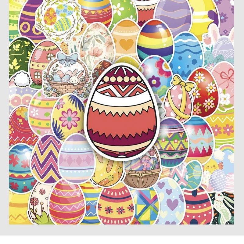 100Pcs Easter Eggs Cartoon Stickers Waterproof Vinyl Decals, Cute Aesthetic Doodle Stickers for Guitar Laptop Tablet DIY Decoration