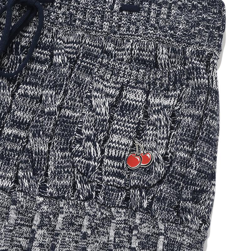 Kirsh Cherry Semi-Pleated Knit Skirt [Navy]