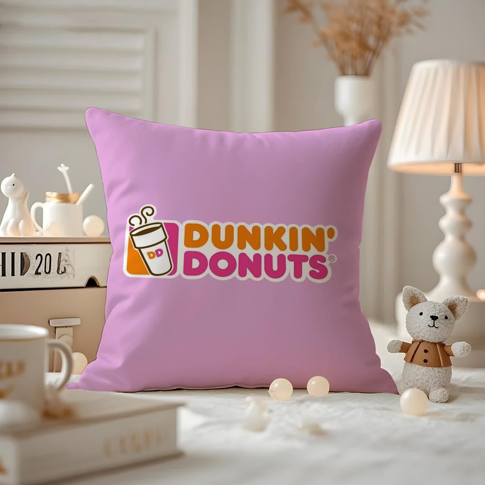 Dunkin' Donuts Cushion Cover Anti-dustmite Pillowcase Invisible Zipper Silky Short Plush Sofa Cushion Cover