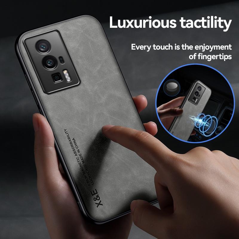 For Xiaomi Poco F5 Pro 5G Case Leather Car Magnetic Holder Phone Cover for Pocof5pro Poko Little F 5 Pro F5Pro TPU Protect Funda