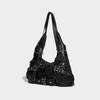 Rivet Underarm Bag 2024 New Hot Girl Fashion Versatile Dark Style Multi-Pocket Knotted Shoulder Strap Single Shoulder Crossbody Bag