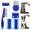 Multifunctional Dog Flea Comb Pet Tear Stain Remover Comb Set 2-in-1 Stainless Round Teeth Comb -Sided Comb for Knots Crust Mucus Floating Hair