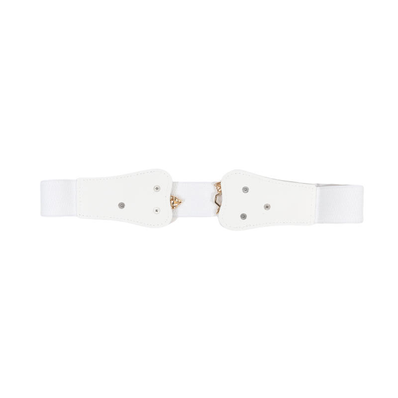 Women's Waist Belts Retro Waistband Golden Leaf Elastic Waist Closure with Double Hook Buckle Wide Belt Fashion Elegant Women Belt for Skirt