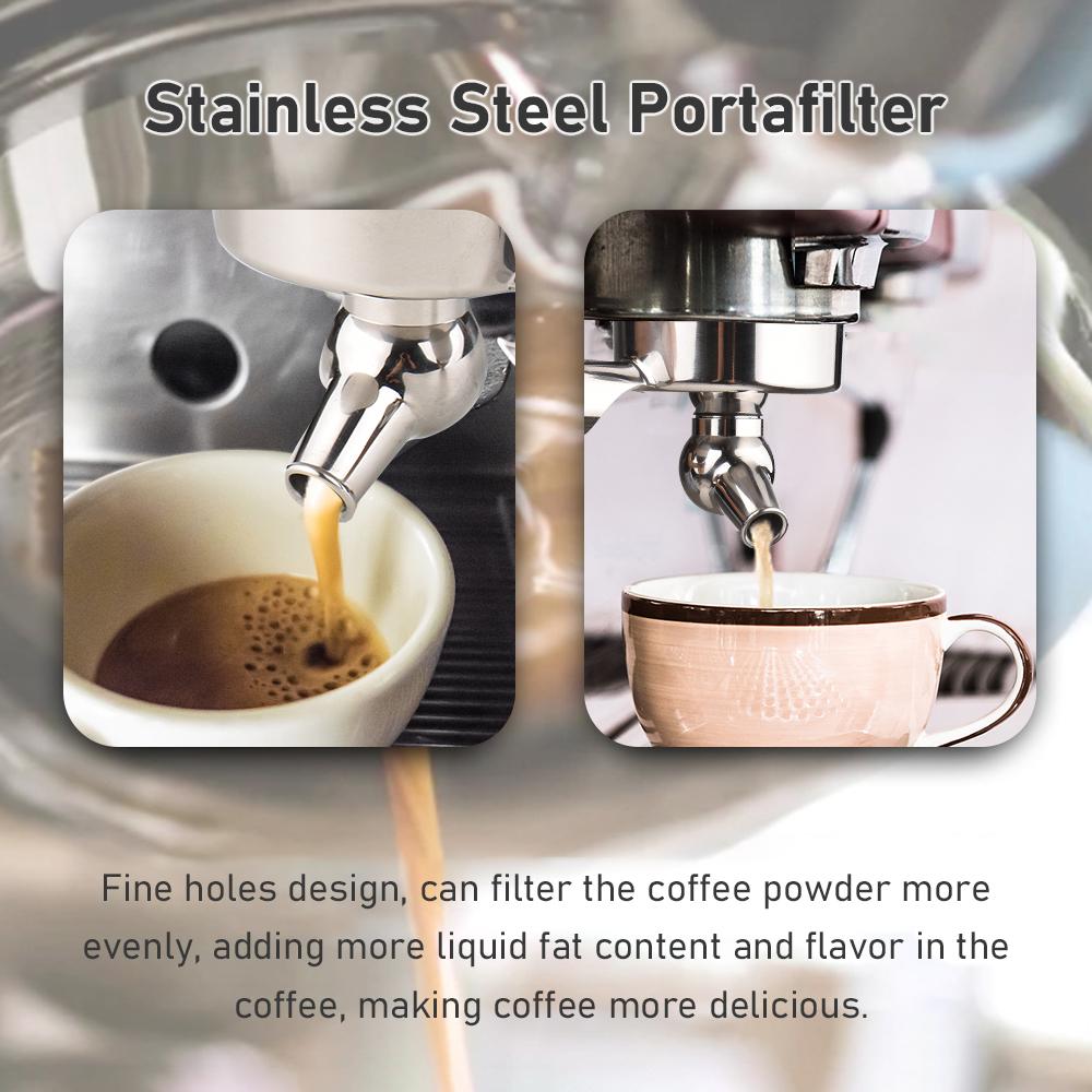 51mm 3 Ears Stainless Steel Portafilter Wooden Coffee Handle Cup Filter Basket Replacement for Donlim KF6001 Bear KFJ-A02N1 Petrus PE3690 Homix