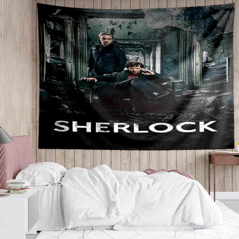 Sherlock Print Tapestry, Backdrop, Easy Setup, Ideal for Bedroom, Office & Living Room, with Aesthetic Wall Hanging Decor.