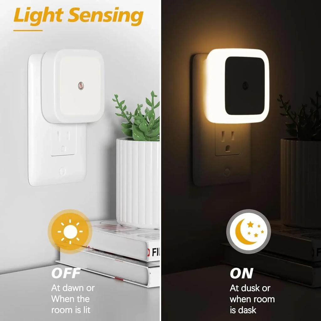 1-8pcs LED Night Lights Plug into Wall,Smart Dark Sensor Automatic Hallway Plug in Lights,Bedroom,Bathroom,Toilet,Stairs,Kitchen