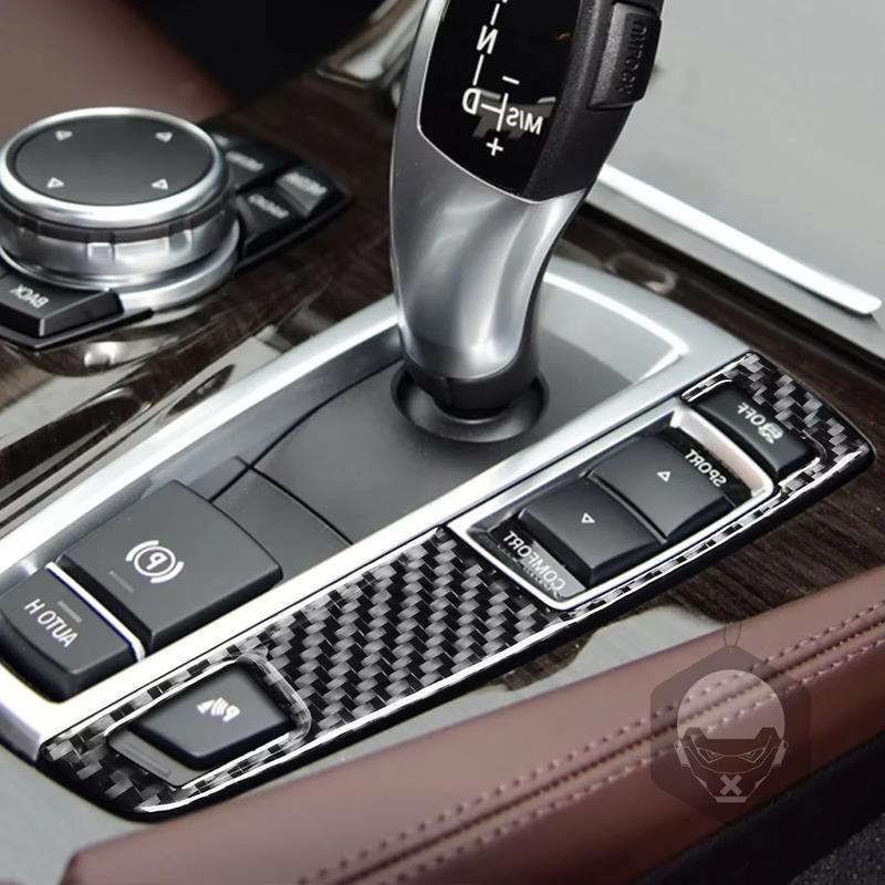 Real Carbon Fiber Car Interior Gear Shift Button Panel Sticker Cover Frame Trim Decoal Accessory For BMW 5 Series F10 2011—2017