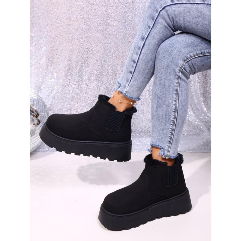 Women's Plus Size Ankle Snow Boots Winter New Minimalist Platform Warm Fleece Lined Boots