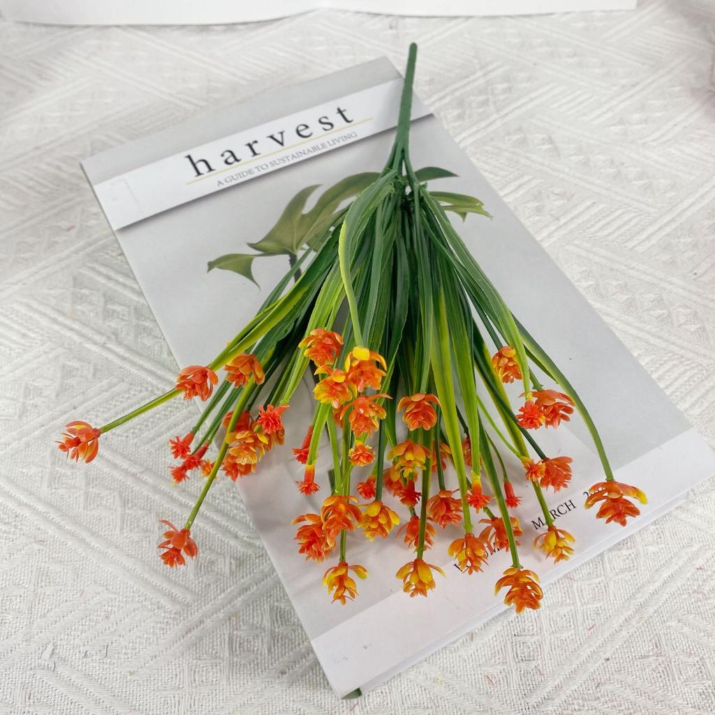 Simulation 7 Fork Spring Grass Camellia Artificial Green Plant Simulation Flower Small Fresh Home Wedding Outdoor Decoration