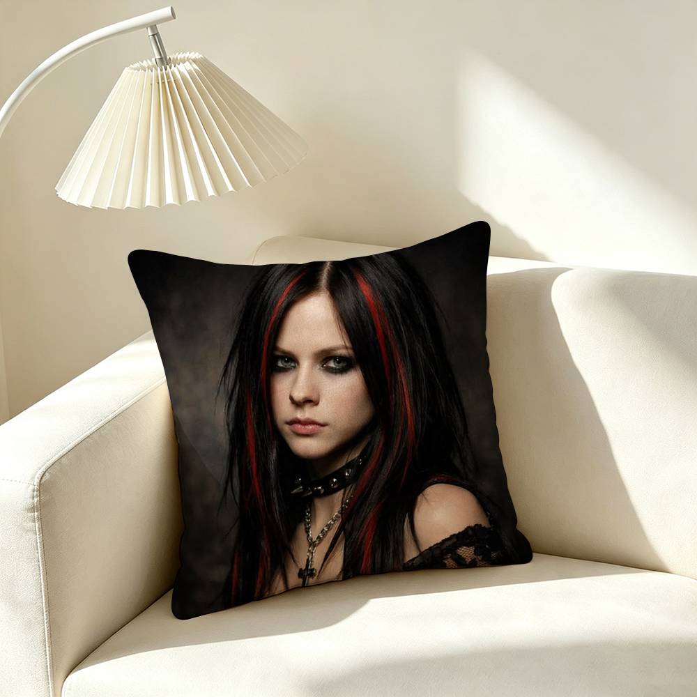 A-Avril lavigne Punk Icon Square Double-Sided printed Pillow Case Bedroom Bedside Pillow Sofa Cushion Cover