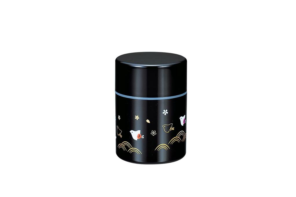 Nakatani Brothers Company Yamanaka Lacquerware Tea Caddy, Small, Black, Houndstooth Pattern, 37-3316