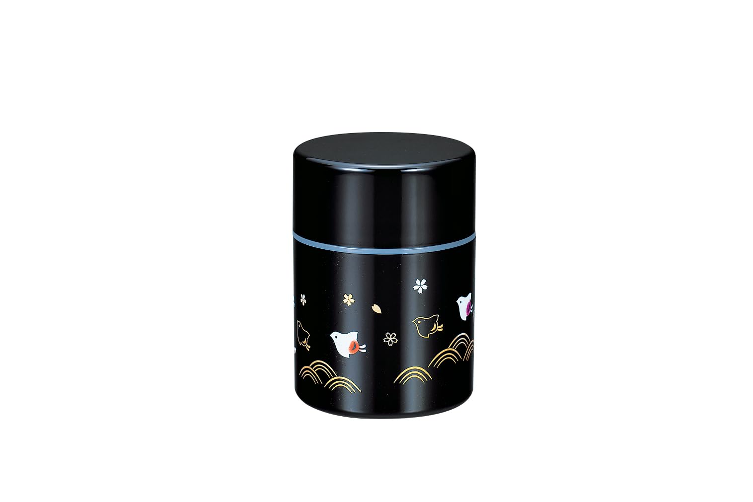 

Nakatani Brothers Company Yamanaka Lacquerware Tea Caddy, Small, Black, Houndstooth Pattern, 37-3316