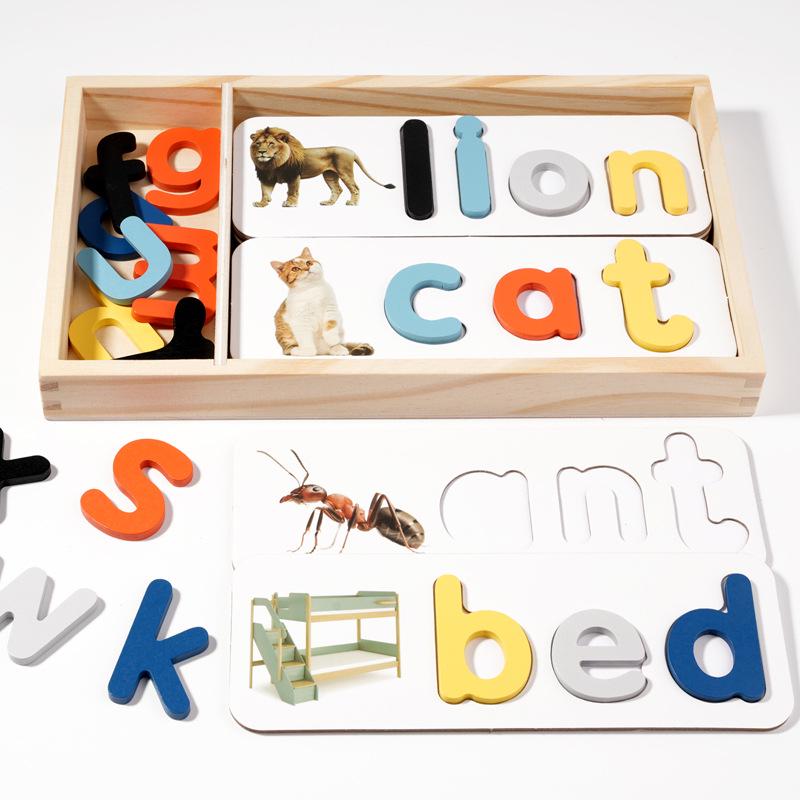 Children s Wooden Word Spelling Game: Cross-Border Logical Thinking Toy for Early Education and Fun (Ages 3+)