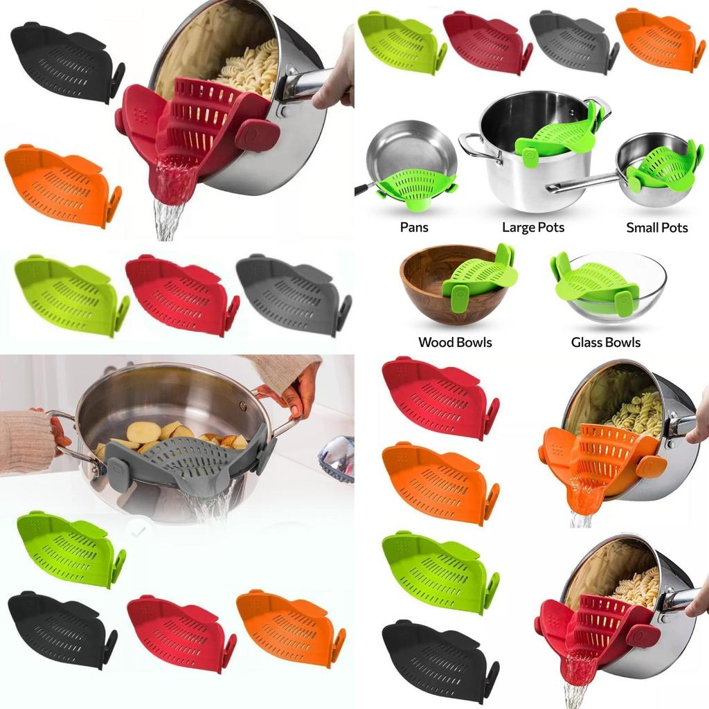 Premium Silicone Pasta Strainer Wide Mouth Colander For Effortless Vegetable And Fruit Drainage In Vibrant Colors