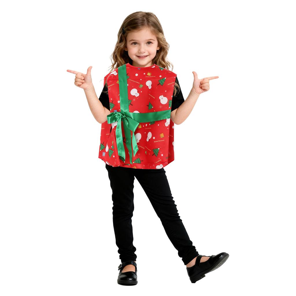 Christmas Gift Box Costume Present Boxs Sleeveless Christmas Costumes Cosplay Outfit Top for Boys Girls