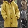 Women's Hooded Neck Long Sleeve Cardigan Loose Fit Elegant Commuter Knit Sweater Outerwear