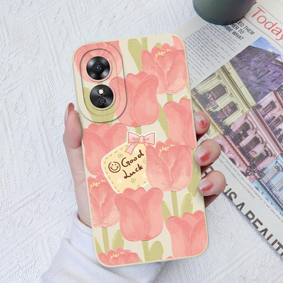 For OPPO A9 2020 A15 A15S A17 A58 A1Pro 5G Phone Case Fashion Avocado Flower Camera Protection Liquid Silicone Soft Cover For OPPO A33 Fundas Coque