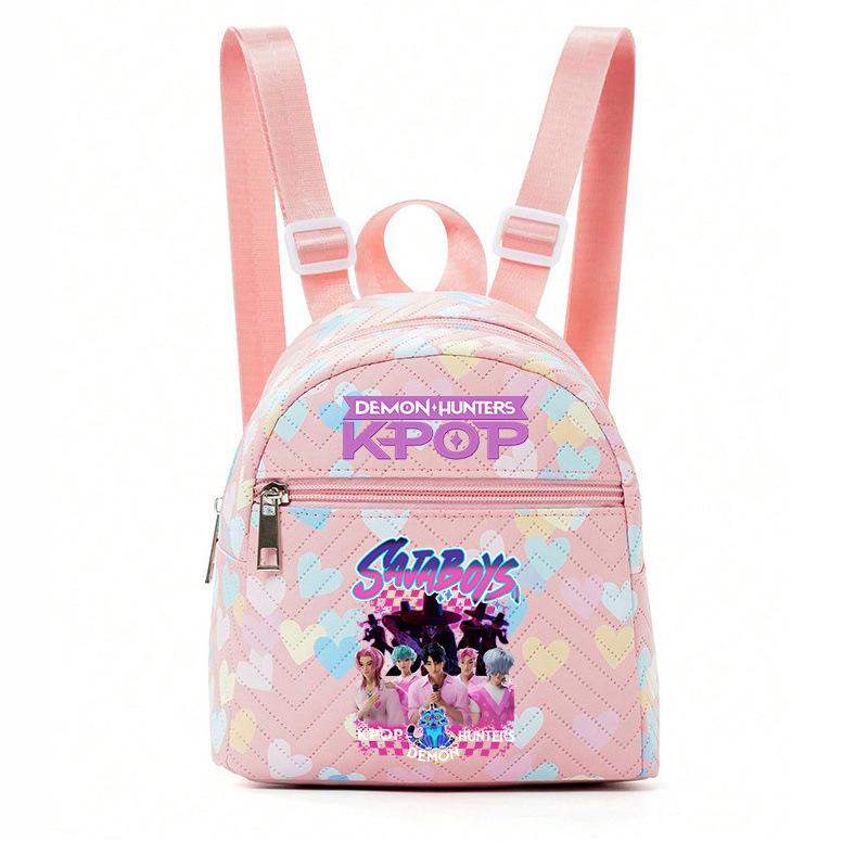 Kpop Synthetic Leather School Backpack for Girls Lightweight Candy Color Campus Bag