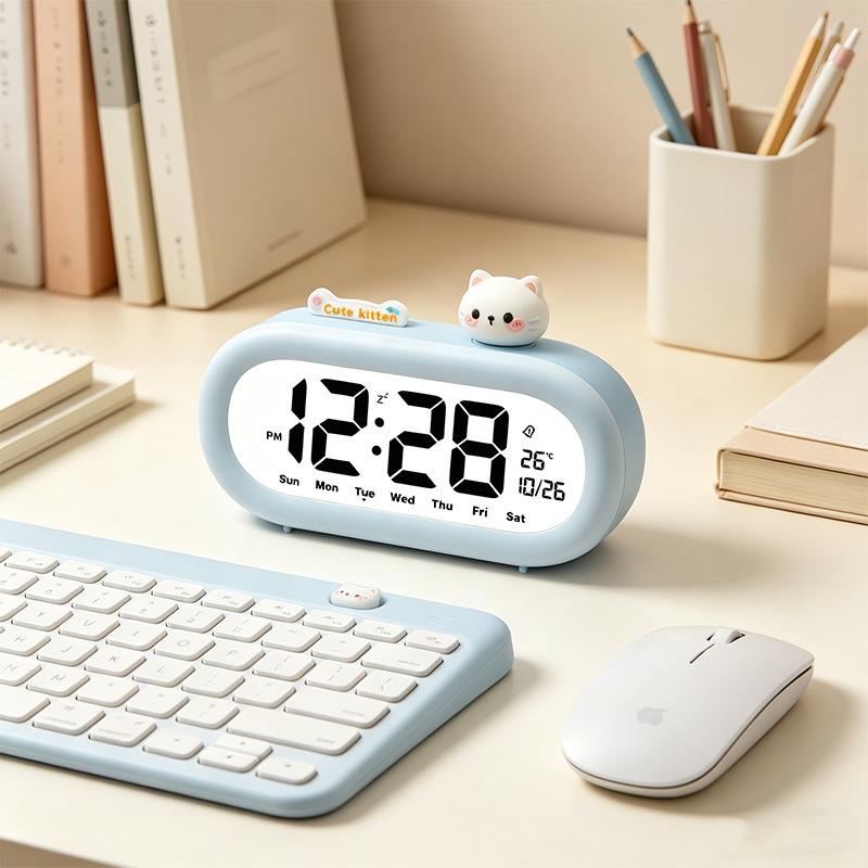 Student Learning Special Alarm Clock Desktop LCD Silent Electronic Clock Alarm Clock Cartoon Dormitory Living Room Smart Children