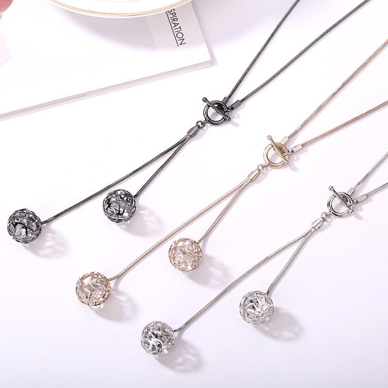 Chic 2021 Korean Style Tassel Ball T Bar Necklace For Women Beautiful Jewelry