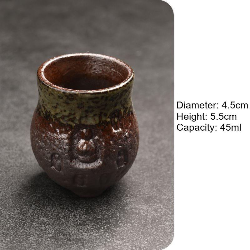 

Master s Cup with Clear Water and Firewood Household Ceramic Kung Fu Tea Cup Chinese Style Guest Tea Cup Rough Pottery Carved 200ml