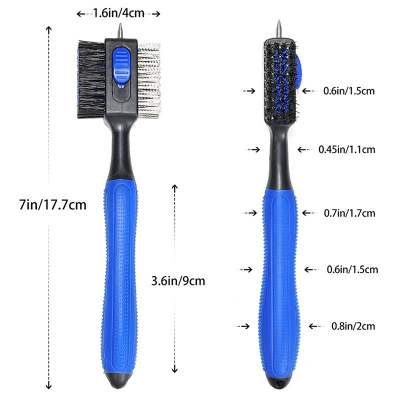 Golf Club Brush Long Handle Double Sided Golf Rod Golf Groove Cleaner Golf Cleaning Brush Golf Club Aids with Keychain