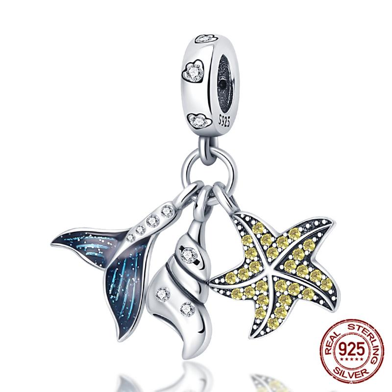 New Ocean Blue Sea Turtle Dangle Bead Fit Original Charms Copper Bracelet Diy Women Gift Fine Jewelry Beads