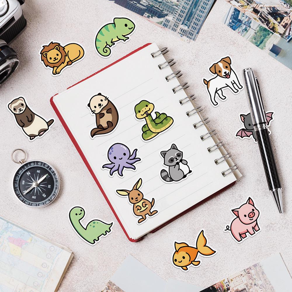 50 Sheets Cute Animal Graffiti Stickers for Water Bottles and Luggage