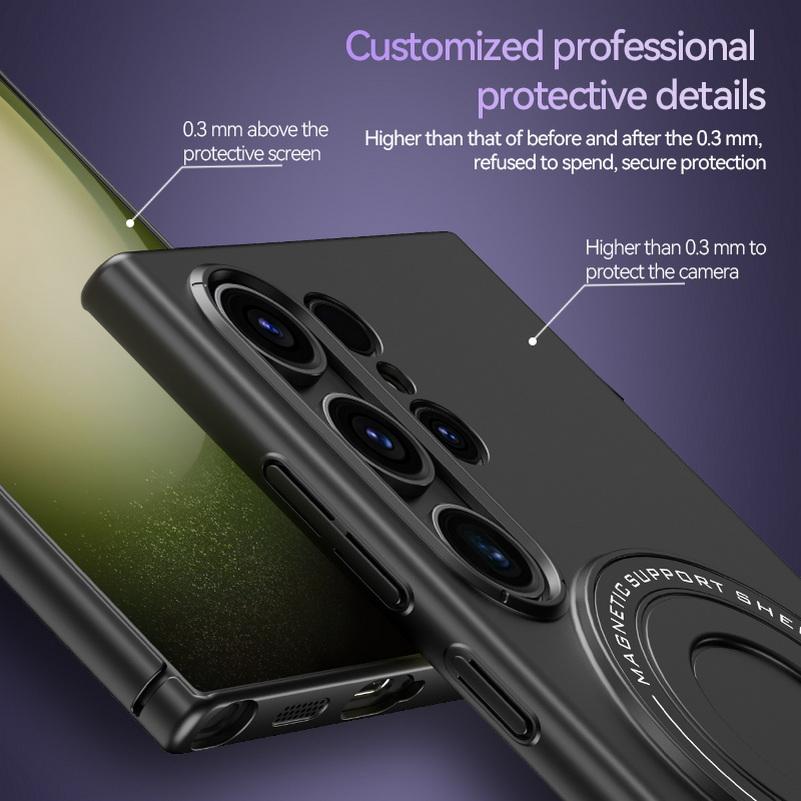 Metal Strong Magnetic Absorption Case For Samsung S24 Ultra S23 + S23 Plus S24 + Galaxy S24 Frosted Car Holder Protection Cover