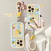 Compatible with iPhone 15 Phone Case, iPhone 16 Pro Max 3D Polka Dot Grid Card Holder Lanyard, 17 Precision Hole Anti-drop