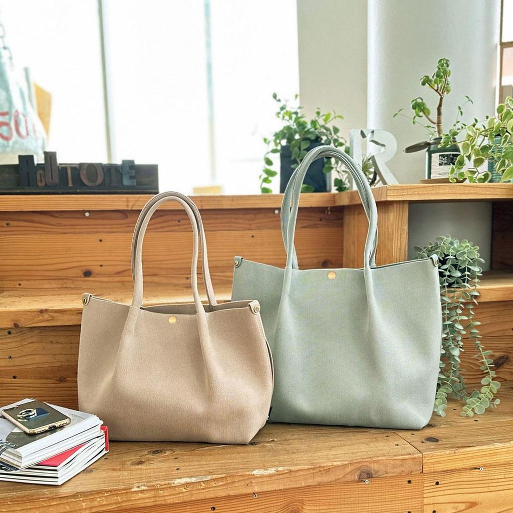 Deli Beautiful Plain Horizontal Knit Washable Small Tote Bag 1074 02 Beige [Rootote] LT.Deli.Reful-B Women's