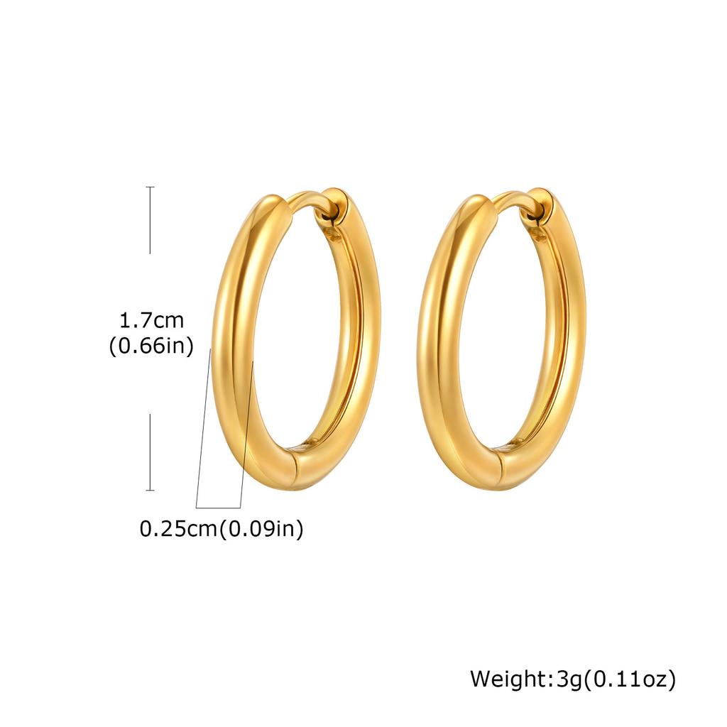 Wind stainless steel geometric large plain ring earrings plated with 18k gold simple earrings women's multi-specification 2mm, 4mm