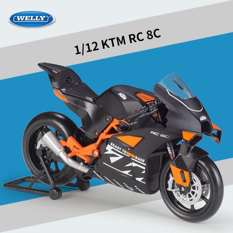 Welly 1/12 KTM RC 8C Alloy Race Motorcycle Model Diecasts Toy Simulation Metal Street Toys Car Collectibles Childrens Gifts