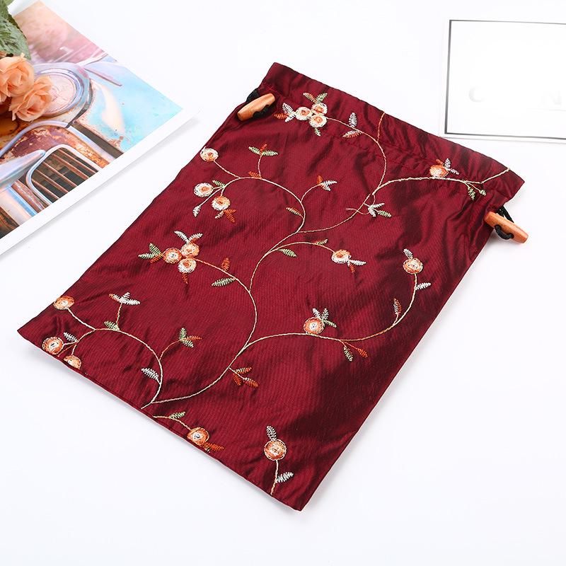 Embroidered Drawstring Cloth Bag - Chinese Classical Gauze Pouch for Clothing & Sachets
