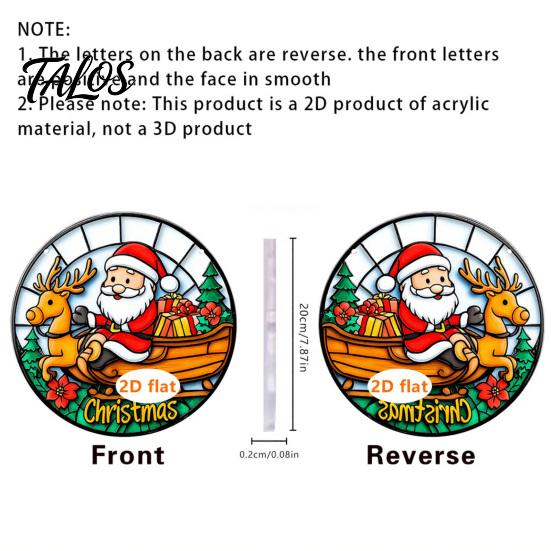 Stained Glass Style Holiday Decor Christmas Hanging Pendant, Acrylic Santa Claus Plants Ornaments with Lanyard Decorative for Xmas Tree Decoration,