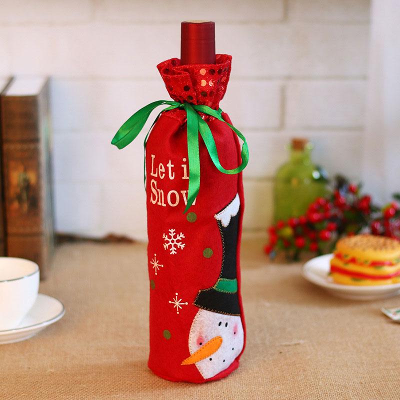 Christmas Wine Bottle Cover Toppers Light Up Santa Claus Gnomes Bottle Bags For Holiday Xmas Table Decorations