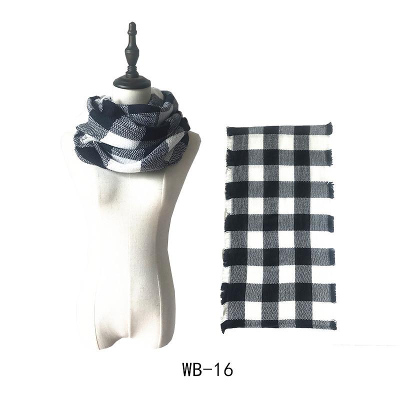Wind autumn and winter women's warm colorful grid imitation cashmere double-sided fringed grid scarf