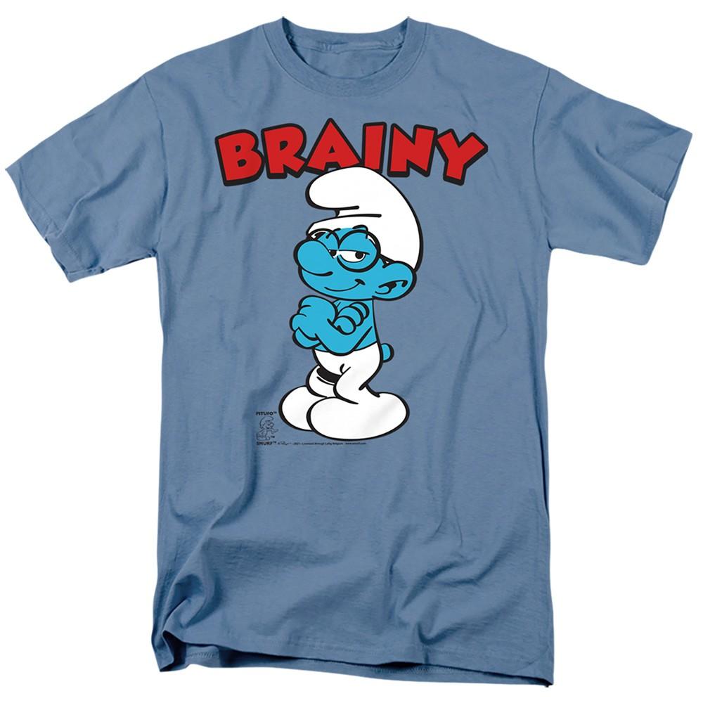 The Smurfs - Brainy - Adult Unisex Short Sleeve T-Shirt - Blue 4XL